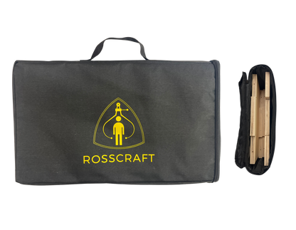 Gray bag with yellow Rosscraft logo on a white background